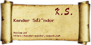 Kender Sándor névjegykártya